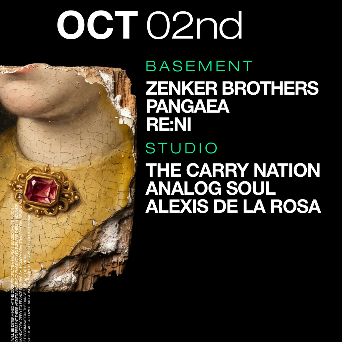 Zenker Brothers / Pangaea / re:ni / The Carry Nation / Analog Soul / ALEXIS DE LA ROSA flyer