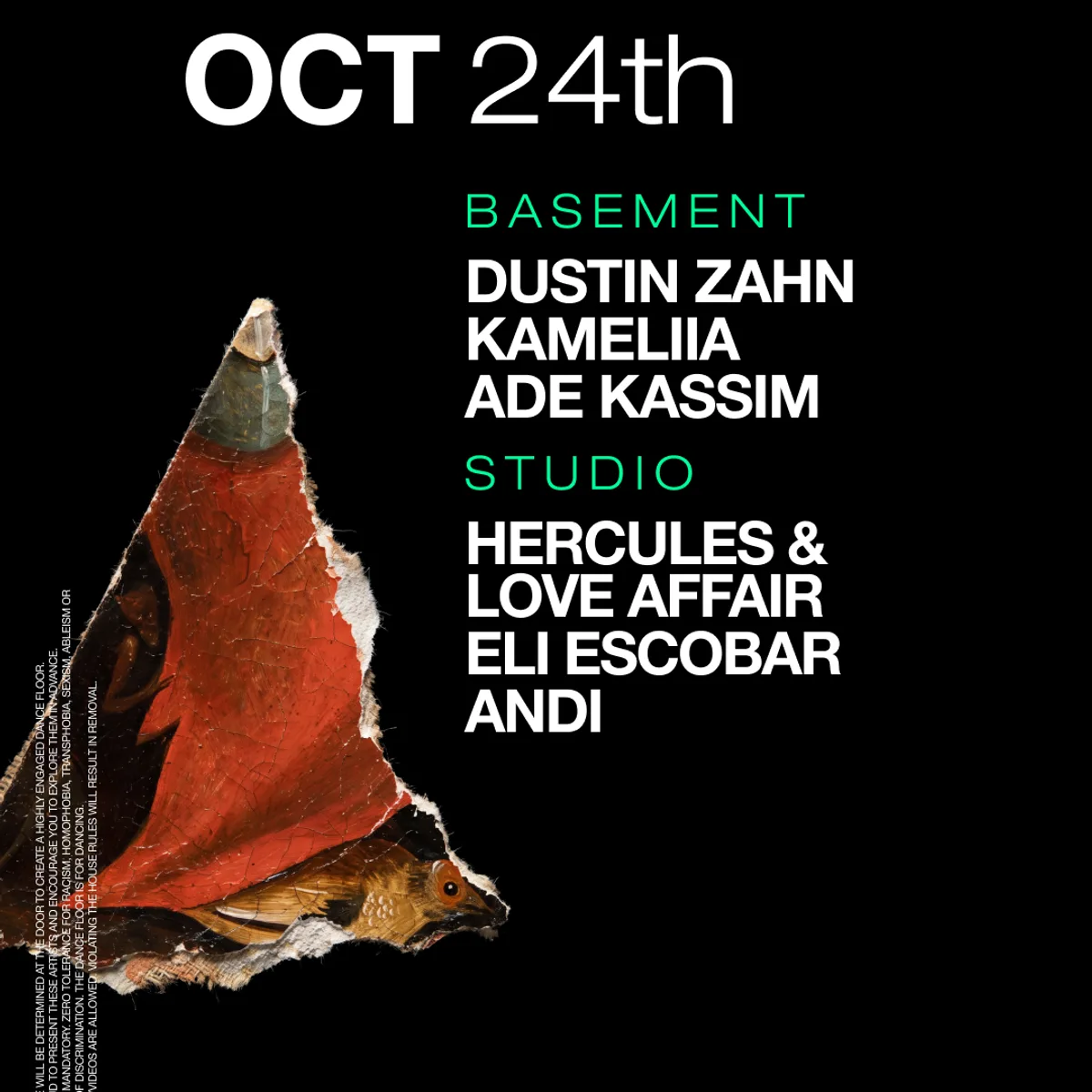 Dustin Zahn / Kameliia / Ade Kassim / Hercules & Love Affair / Eli Escobar / Andi flyer